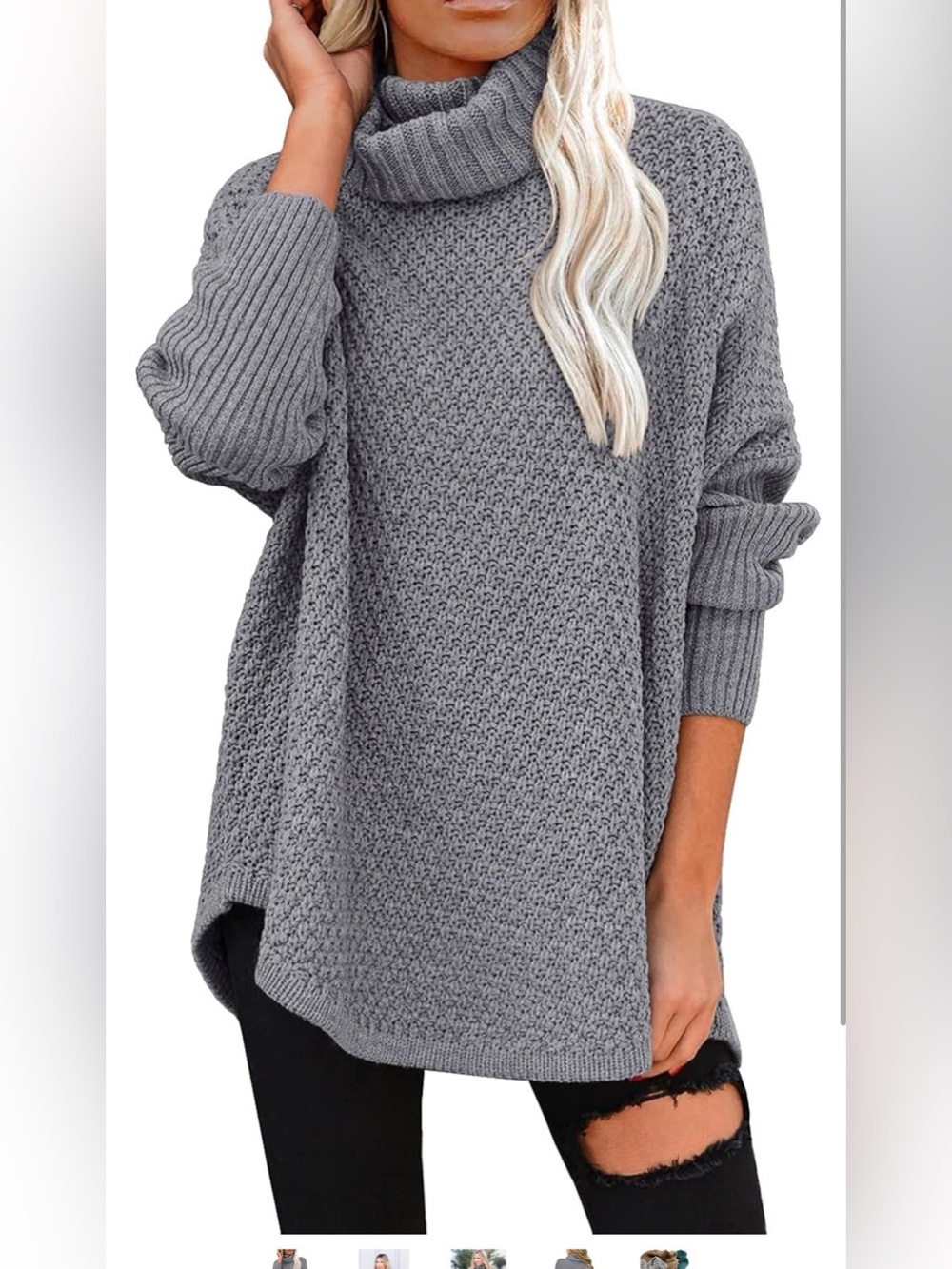 Elegant Gray Cowl Neck Sweater for Women